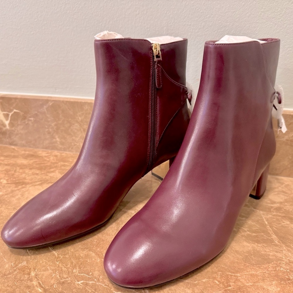 Tory Burch Rich Burgandy Leather Ankle Booties NEW Size 11